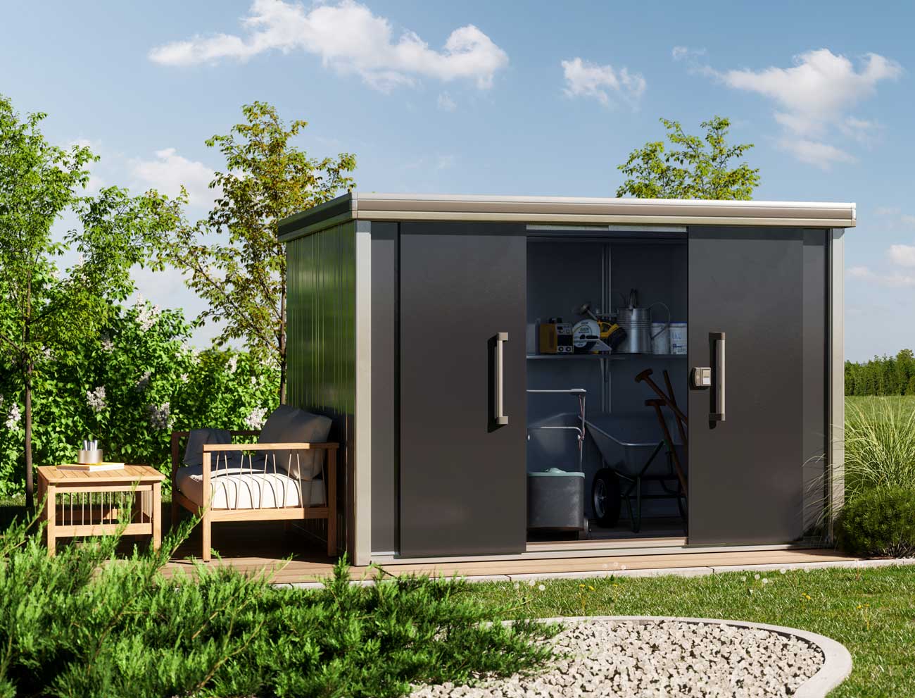 Gerätehaus Praktische Stauraumsysteme kaufen bei GFP
