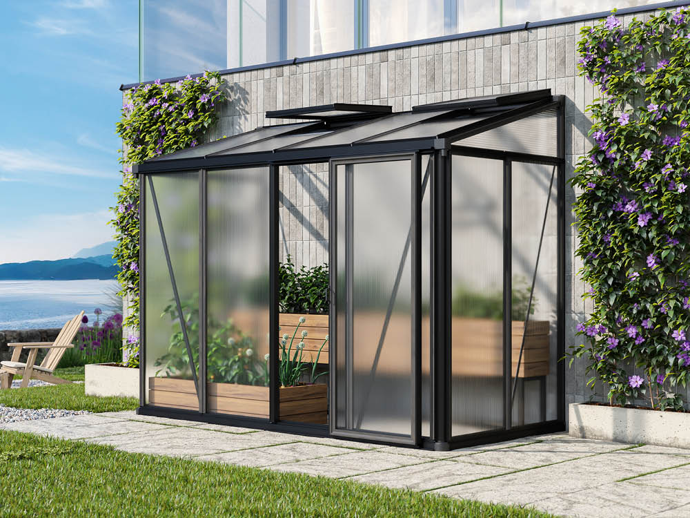 Gewächshaus FLORA 24 , BxT: ´263x 132 cm, Anlehngewächshaus mit 16 mm Doppelstegplatten, 2 Fenster, Einfachtür, Gewächshaus Aluminium, Tomatenhaus, Gartenhaus, Treibhaus, gewächshaus günstig, Glashaus Gewächshaus FLORA 24 , BxT: ´263x 132 cm, Anlehngewächshaus mit 16 mm Doppelstegplatten, 2 Fenster, Einfachtür, Gewächshaus Aluminium, Tomatenhaus, Gartenhaus, Treibhaus, gewächshaus günstig, Glashaus