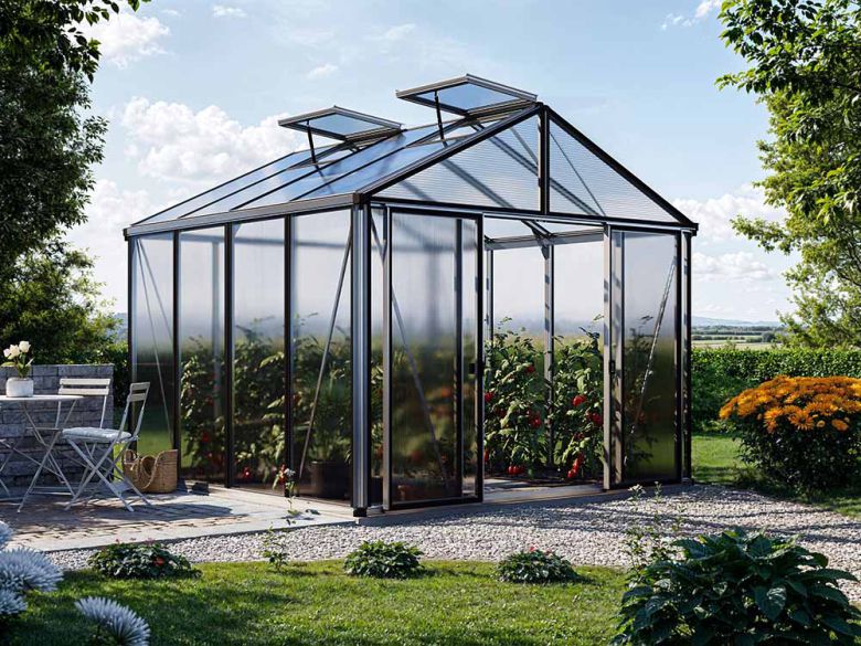 Gewächshaus ASTERIA 22 - Basic - Standardfarbe Aluminium Natur-ohne Set