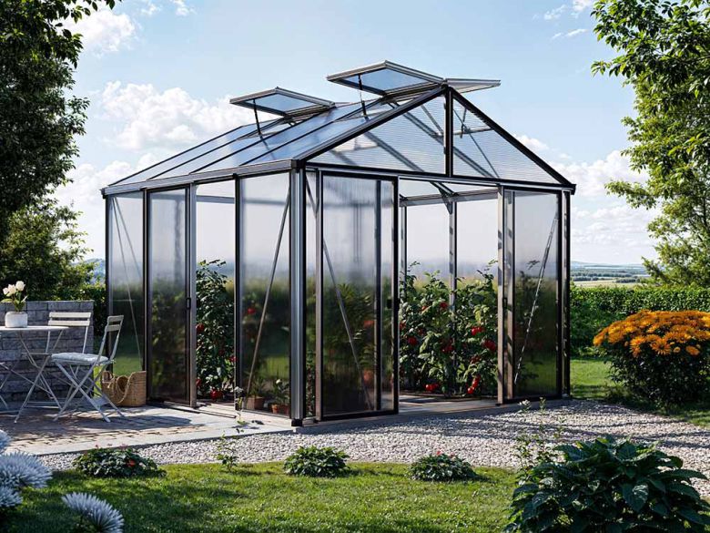 Gewächshaus ASTERIA 22 - Premium - Standardfarbe Aluminium