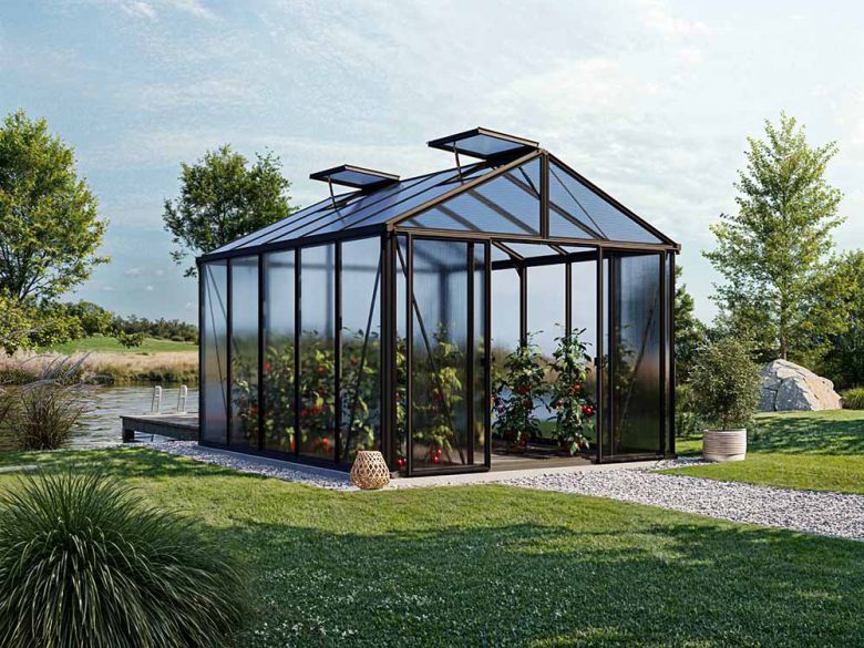 Gewächshaus ASTERIA 23 - Basic - Pulverbeschichtet Anthrazit RAL7016-ohne Set
