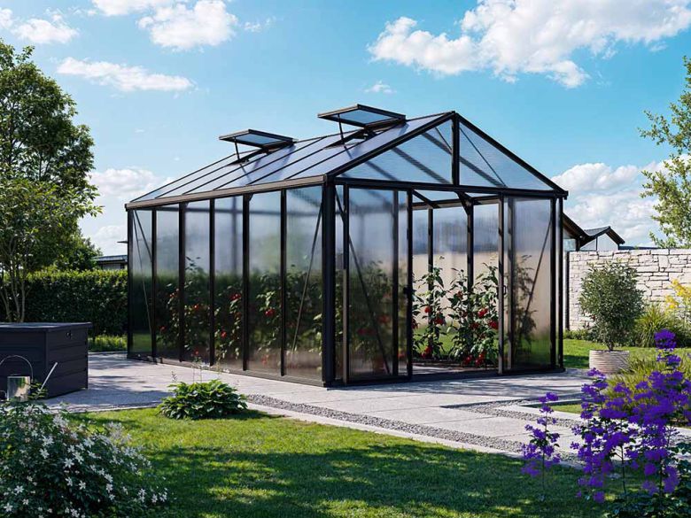 Gewächshaus ASTERIA 24 - Basic - Pulverbeschichtet Anthrazit RAL7016-ohne Set