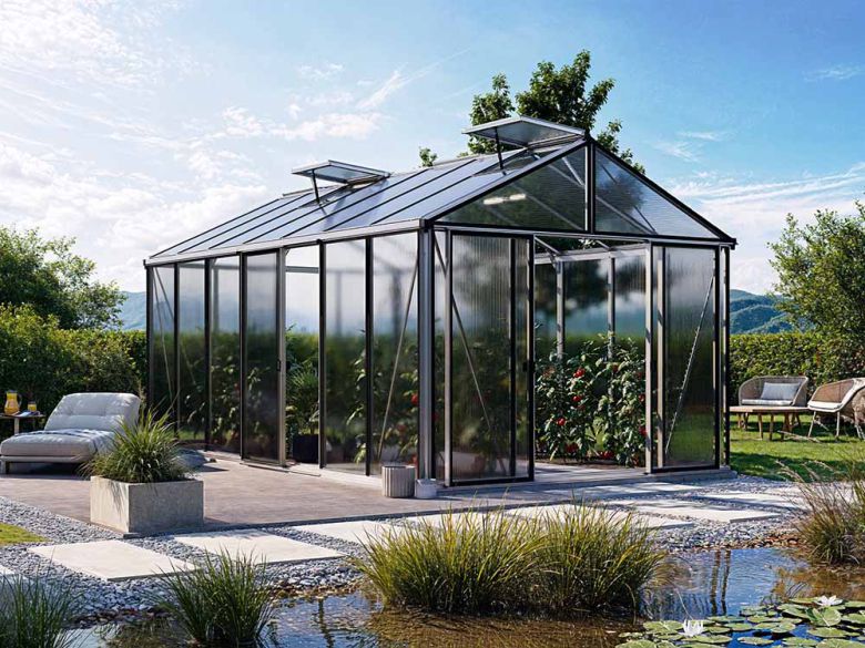 Gewächshaus ASTERIA 25 - Premium - Standardfarbe Alum