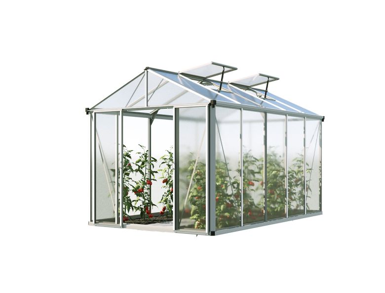 Das Gewächshaus TITAN 23 mit 10 mm Stegplatten und Profi-2-Set präsentiert sich als anspruchsvolle Lösung. Erweiterte Ausstattung und hochwertige Materialien bieten eine ideale Umgebung für professionelle Gartenarbeit.