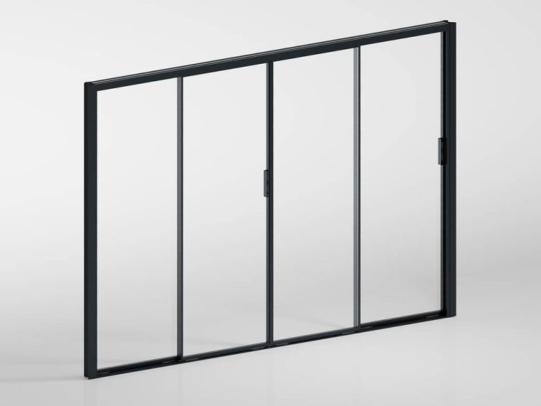 Glasschiebetüren mit Alurahmen - für Wand 350 cm