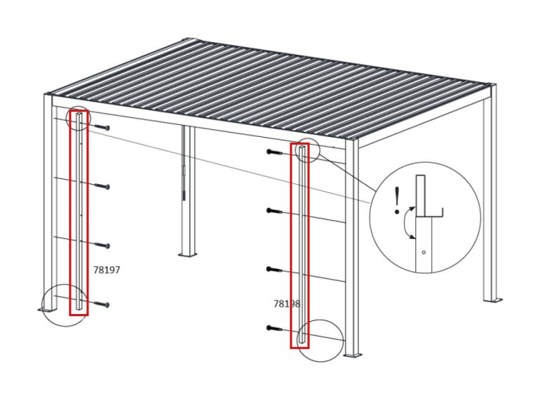 Verbindungsprofil-Set für Lamellenwand 389 cm Seite (nur bei 4 Stück erforderlich)