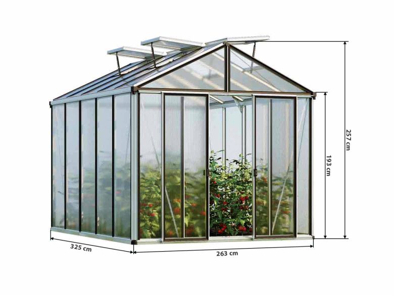 Gewächshaus HERA 5 STEG - PREMIUM-Standardfarbe Aluminium Natur-nein danke, kein Setangebot