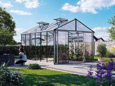 Gewaechshaus ASTERIA 24. Das Gewaechshaus klein mit 16 mm ALLTOP Plexiglas. Gewächshäuser nach eigenen Bedürfnissen konfigurierbar. Ein Glashaus der GFP Profi Gewaechshaus Serie. Ein Gewaechshaus selber bauen in den Farben Aluminium-Natur, Anthrazit oder