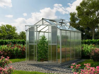 Gewaechshaus PICCO 2. Das kleine Gewaechshaus mit 6 oder auch 8 mm Doppelstegplatten. Ein Glashaus der GFP Hobby Gewaechshaus Serie. Ein Gewaechshaus zum selber bauen in der Farbe Aluminium-Natur.