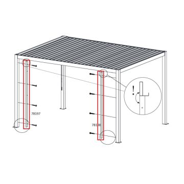 Verbindungsprofil-Set für Lamellenwand 389 cm Seite (nur bei 4 Stück erforderlich)