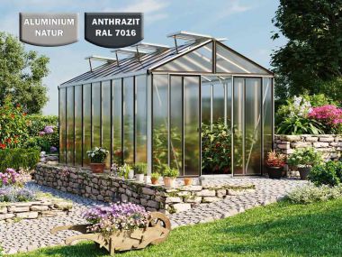 Gewächshaus HERA 9 STEG - PREMIUM-Pulverbeschichtet Anthrazit RAL7016-Aktionsset - Profi 2