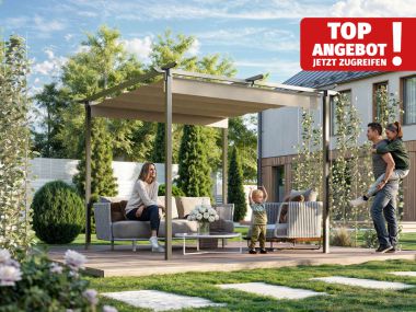 Stahl-Pergola 290 x 290 cm, inkl. Stoffdach