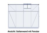 Die Seitenwand mit Fenster des Gewaechshauses Eco-Star 4 ermöglicht Einblicke ins Innere und sorgt für optimale Belüftung und Lichtzufuhr.
