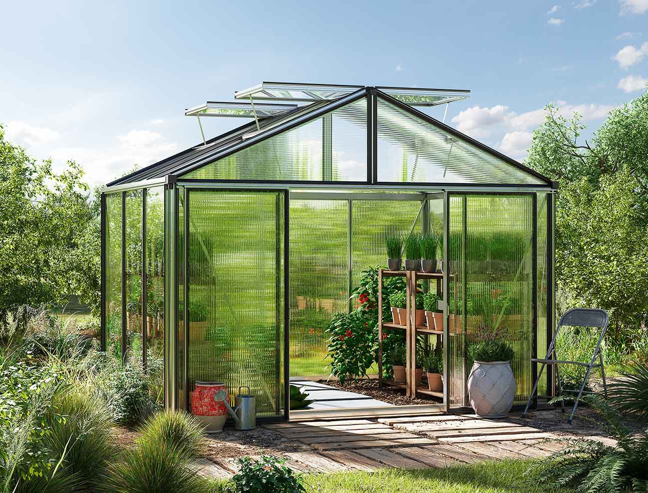 Gewächshaus ASTERIA 21 - Light - Aluminium Natur-ohne Set