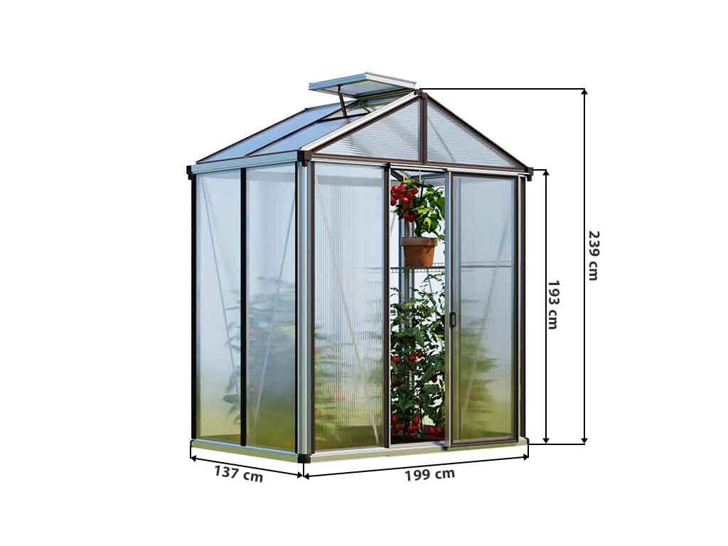 Gewächshaus COMPACT 2-Aktionsset - Profi 2-Standardfarbe Aluminium Natur-inkl. Stegplatten 16 mm
