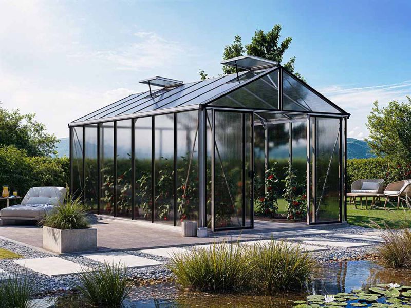 Gewächshaus ASTERIA 25 - Basic - Standardfarbe Aluminium Natur-Aktionsset - Profi 2