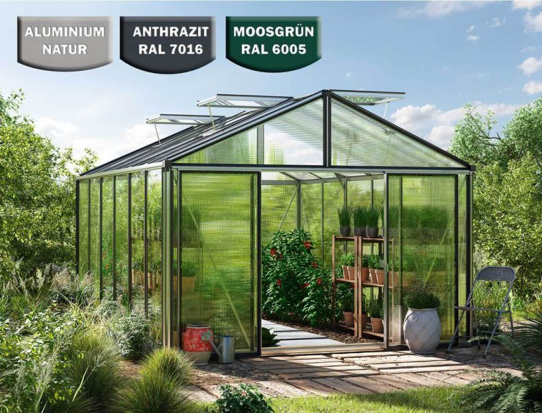 Gewächshaus ASTERIA 24 - Basic - Standardfarbe Aluminium Natur-ohne Set