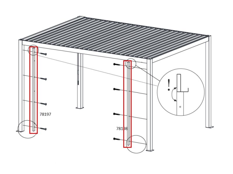 Verbindungsprofil-Set für Lamellenwand 389 cm Seite (nur bei 4 Stück erforderlich)