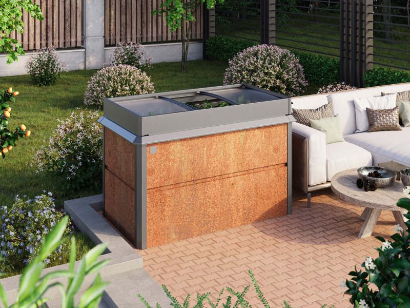 Design Hochbeet NELE S-inkl. Frühbeetaufsatz und Schneckenschutz