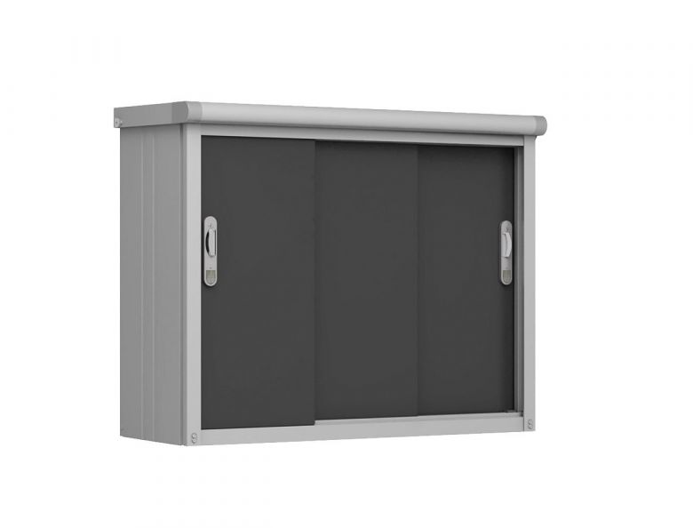 Der Geraeteschrank 'Florian_1305' zeigt sich mit geschlossenen Anthrazit Türen, ideal für den Außenbereich. Die geschlossenen Türen bieten wirksamen Schutz vor Witterungseinflüssen und verleihen Ihrem Outdoor-Bereich einen ordentlichen sowie stilvollen Lo