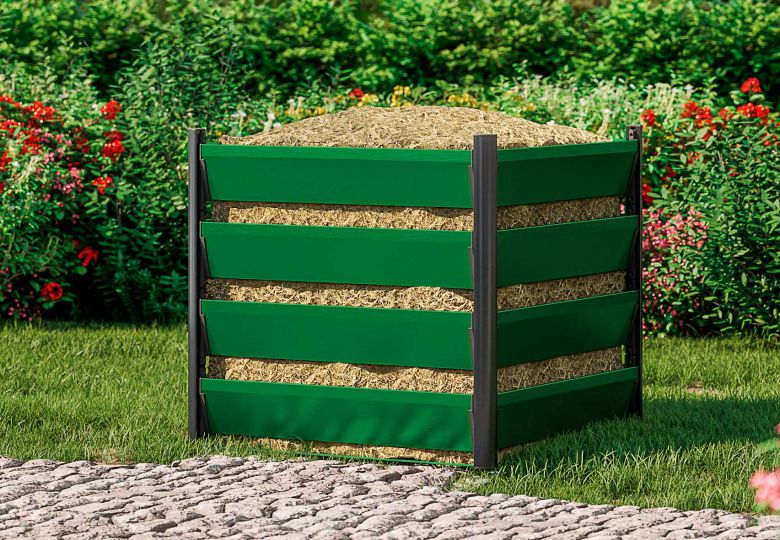 Komposter aus Aluminium 150x150cm mit optimalen Verottungsprozess für den Garten einfaches Stecksystem & besonders stabile Konstruktion Made in Austria direkt vom Hersteller 15 Jahre Garantie 