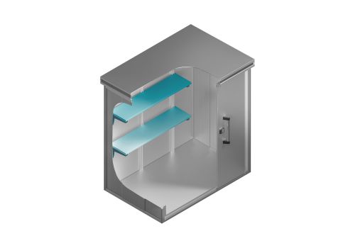 Ein robustes und vielseitiges Regalsystem für das Gerätehaus Manuel steht im Fokus dieses Bildes. Die stabilen Metallregale sind ordentlich angeordnet und bieten ausreichend Platz für die Lagerung verschiedener Gartengeräte, Werkzeuge und Zubehörteile.