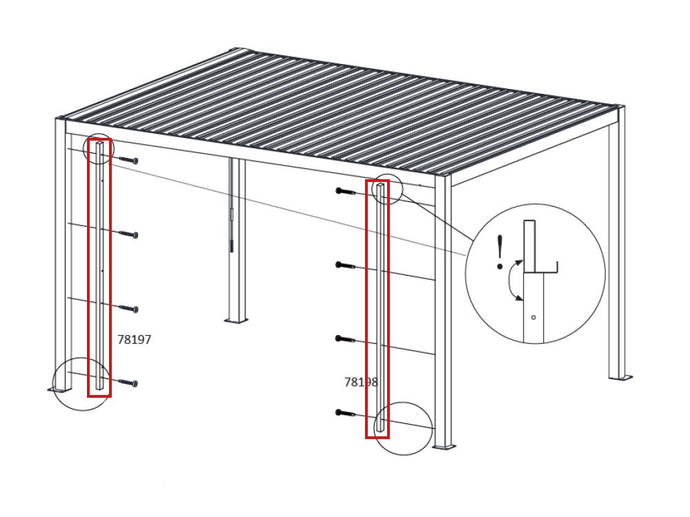 Verbindungsprofil-Set für Lamellenwand 389 cm Seite (nur bei 4 Stück erforderlich)