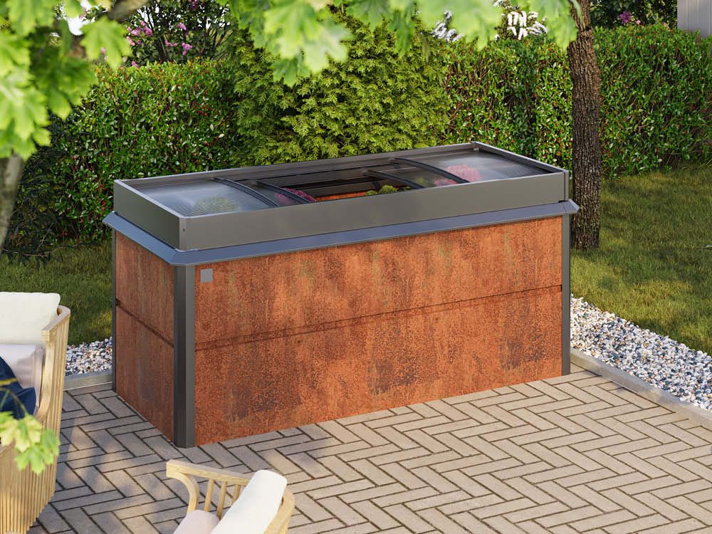 Design Hochbeet NELE L-inkl. Frühbeetaufsatz und Schneckenschutz