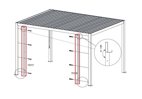 Verbindungsprofil-Set für Lamellenwand 389 cm Seite (nur bei 4 Stück erforderlich)