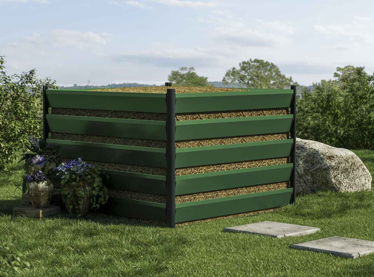Komposter aus Aluminium grün 150x150