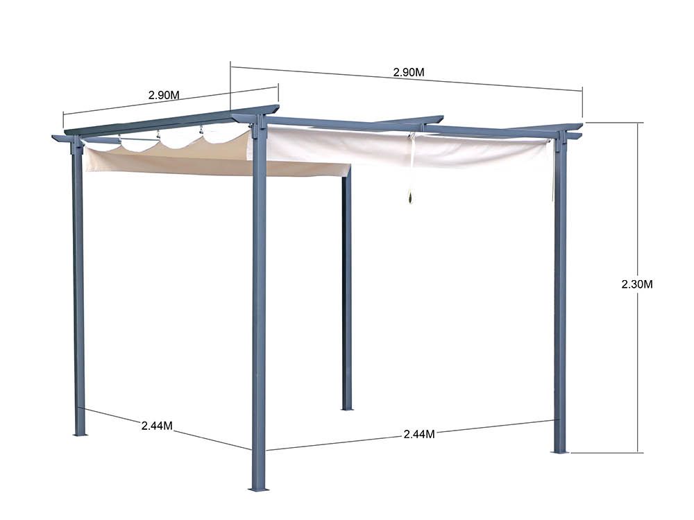 Stahl-Pergola 290 x 290 cm, inkl. Stoffdach