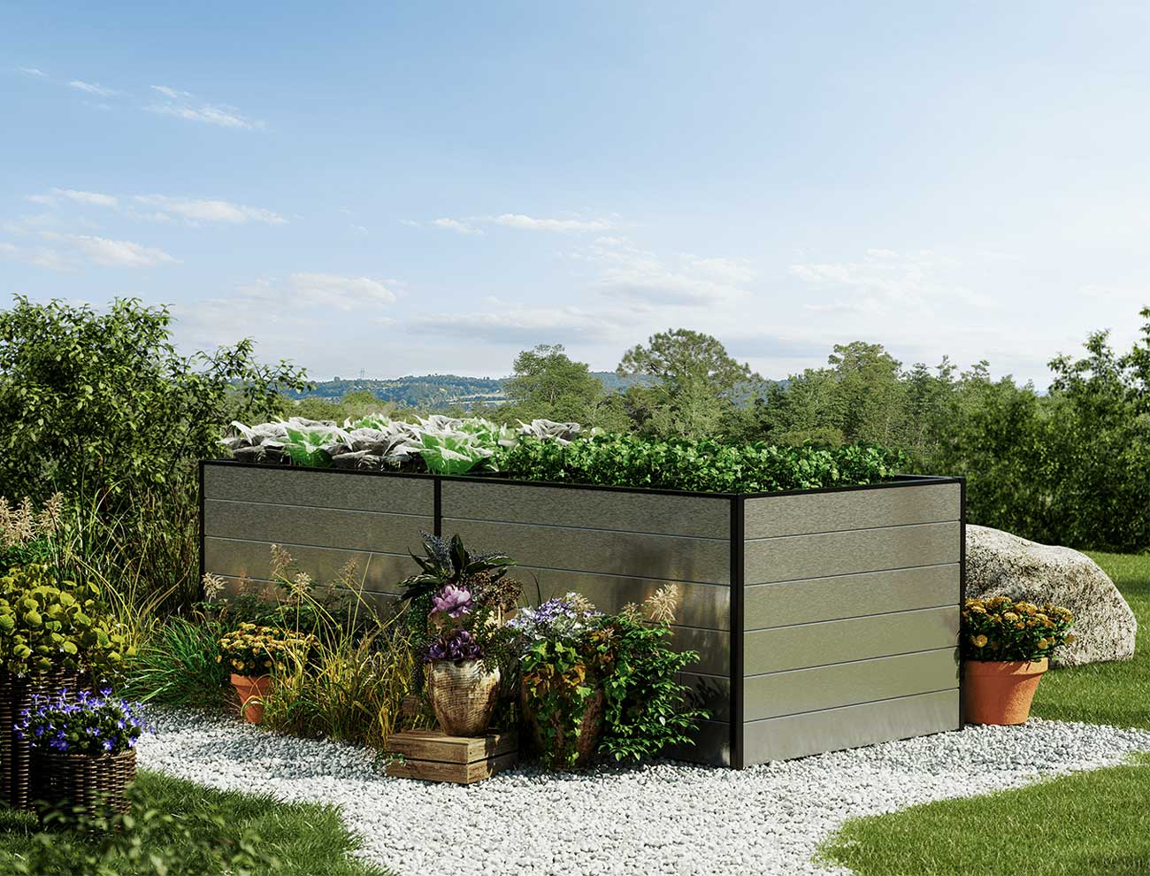 Hochbeet - Alu Länge 387 cm, drei Breiten, Designed in Austria, wartungsfrei, 4 Farben, Hochbeet Bausatz, Hochbeet Metall, Hochbeet Aluminium