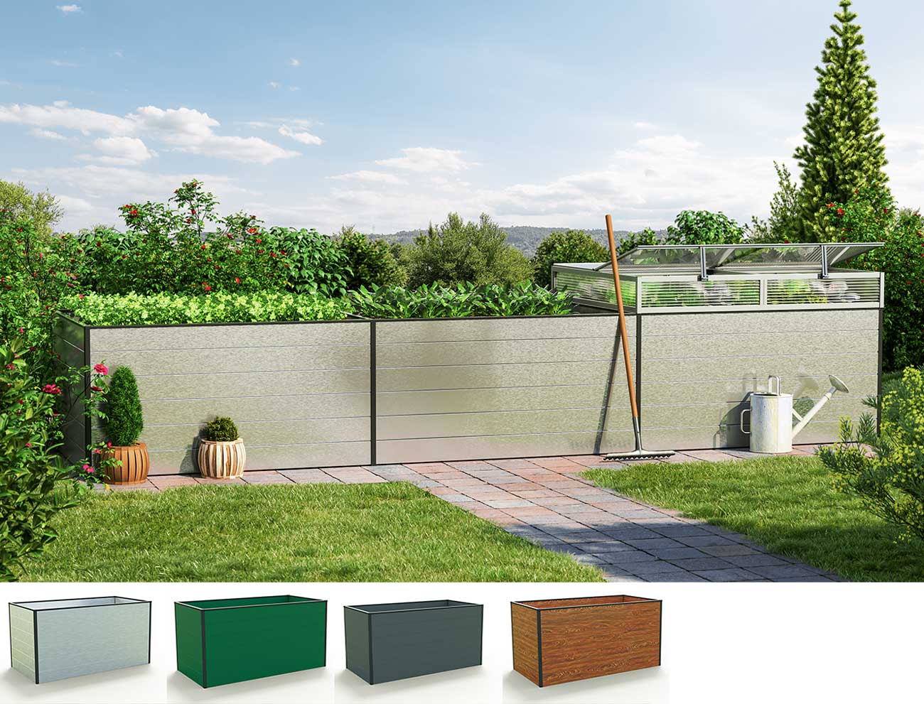 Hochbeet - Alu Länge 444 cm, drei Breiten, MADE IN AUSTRIA, wartungsfrei, 4 Farben, Hochbeet Bausatz, Hochbeet Metall, Hochbeet Aluminium Hochbeet - Alu Länge 444 cm, drei Breiten, MADE IN AUSTRIA, wartungsfrei, 4 Farben, Hochbeet Bausatz, Hochbeet Metall, Hochbeet Aluminium