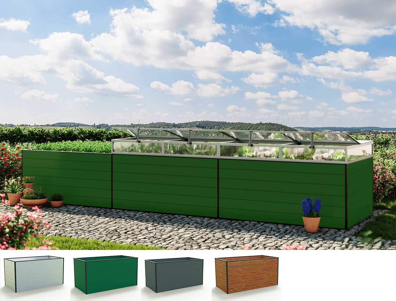 Hochbeet - Alu Länge 490 cm, drei Breiten, MADE IN AUSTRIA, wartungsfrei, 4 Farben, Hochbeet Bausatz, Hochbeet Metall, Hochbeet Aluminium Hochbeet - Alu Länge 490 cm, drei Breiten, MADE IN AUSTRIA, wartungsfrei, 4 Farben, Hochbeet Bausatz, Hochbeet Metall, Hochbeet Aluminium