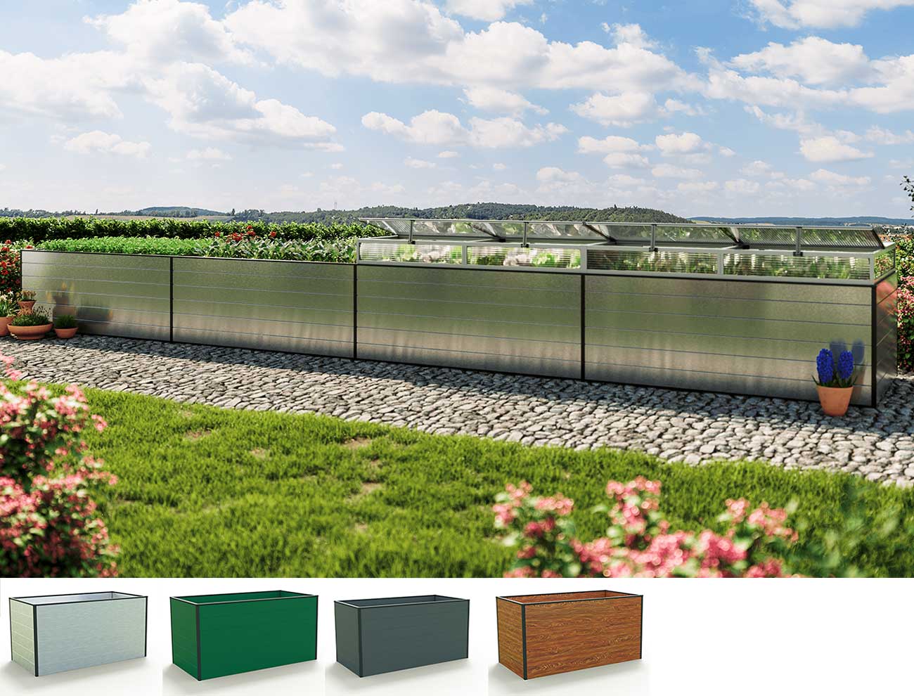 Hochbeet - Alu Länge 771 cm, vier Breiten, MADE IN AUSTRIA, wartungsfrei, 4 Farben, Hochbeet Bausatz, Hochbeet Metall, Hochbeet Aluminium Hochbeet - Alu Länge 771 cm, vier Breiten, MADE IN AUSTRIA, wartungsfrei, 4 Farben, Hochbeet Bausatz, Hochbeet Metall, Hochbeet Aluminium