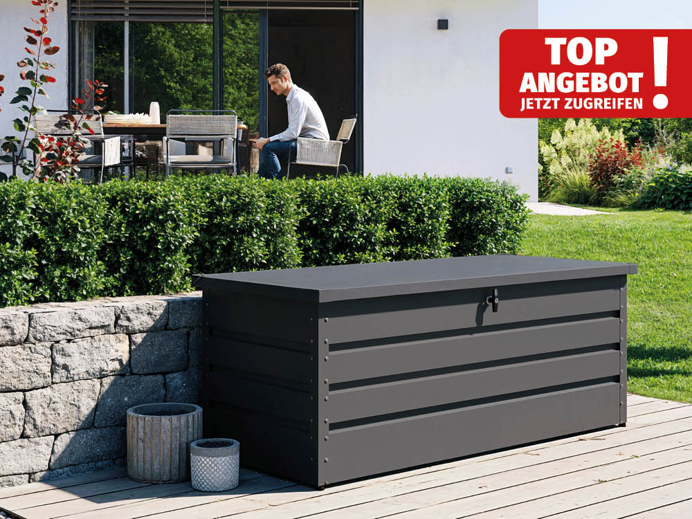 FREIZEITBOX 152 x 69 x 61 cm – Stilvolle Aufbewahrungsbox für den Garten: Ideale Gartenbox und Auflagenbox. Gerätebox in edlem Design.