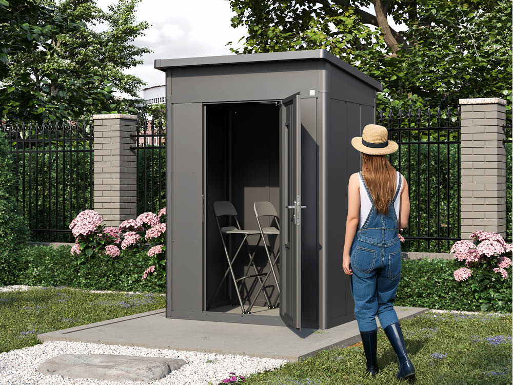 Metallgerätehaus 165x146 cm, Türhöhe: 184 cm, Dachlast: 200 kg/m², stabil, wetterfest, hochwertiges Metall-Gartenhaus für die sichere Aufbewahrung von Gartengeräten, Fahrrädern & mehr. Robuster Geräteschuppen mit langlebiger Stahlkonstruktion!