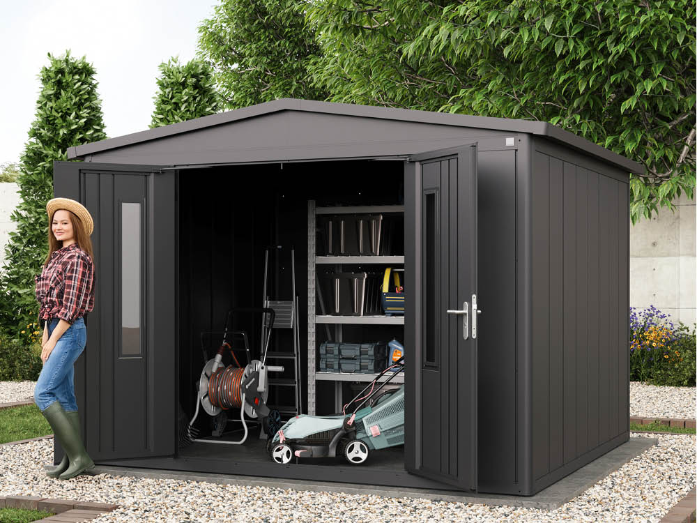 Metallgerätehaus 312x305 cm, Türhöhe: 184 cm, Dachlast: 200 kg/m², stabil, wetterfest, hochwertiges Metall-Gartenhaus für die sichere Aufbewahrung von Gartengeräten, Fahrrädern & mehr. Robuster Geräteschuppen mit langlebiger Stahlkonstruktion! Metallgerätehaus 312x305 cm, Türhöhe: 184 cm, Dachlast: 200 kg/m², stabil, wetterfest, hochwertiges Metall-Gartenhaus für die sichere Aufbewahrung von Gartengeräten, Fahrrädern & mehr. Robuster Geräteschuppen mit langlebiger Stahlkonstruktion!