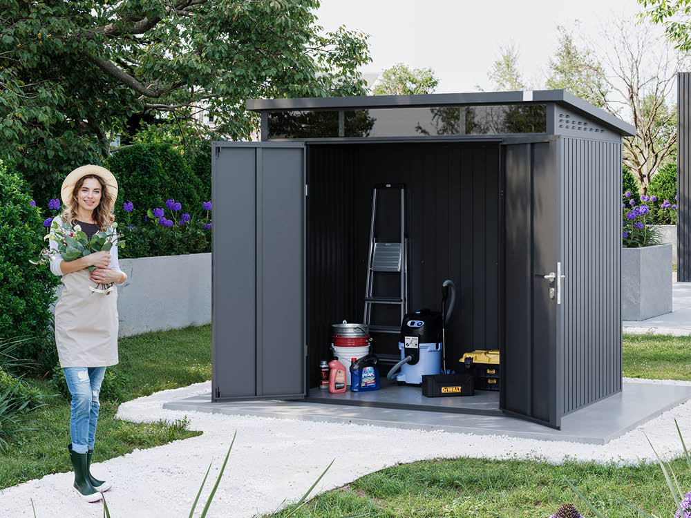 Metallgerätehaus 210x180 cm, Türhöhe: 173 cm, Dachlast: 150 kg/m², stabil, wetterfest, hochwertiges Metall-Gartenhaus für die sichere Aufbewahrung von Gartengeräten, Fahrrädern & mehr. Robuster Geräteschuppen mit langlebiger Stahlkonstruktion! Metallgerätehaus 210x180 cm, Türhöhe: 173 cm, Dachlast: 150 kg/m², stabil, wetterfest, hochwertiges Metall-Gartenhaus für die sichere Aufbewahrung von Gartengeräten, Fahrrädern & mehr. Robuster Geräteschuppen mit langlebiger Stahlkonstruktion!