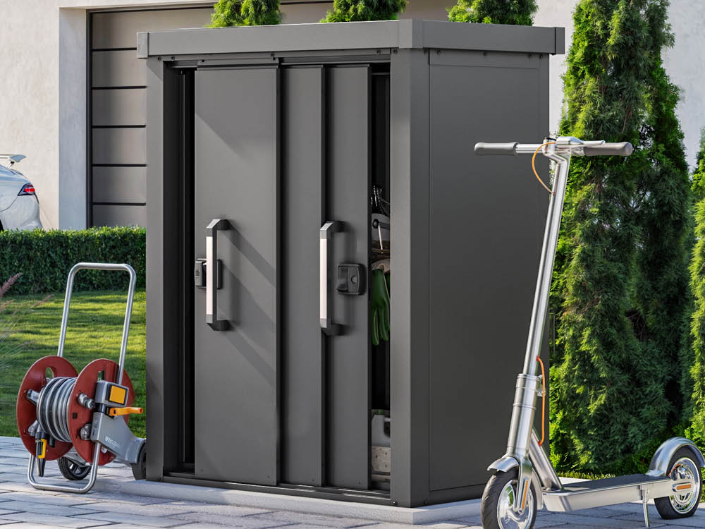 Geräteschrank 120x78,3 cm, 200 kg/m² Dachlast, der perfekte Stauraum für Gartengeräte, Werkzeug & mehr. Geräteschrank 120x78,3 cm, 200 kg/m² Dachlast, der perfekte Stauraum für Gartengeräte, Werkzeug & mehr.