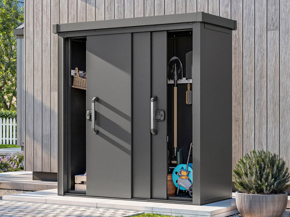 Geräteschrank 188x86 cm, 200 kg/m² Dachlast, der perfekte Stauraum für Gartengeräte, Werkzeug & mehr. Geräteschrank 188x86 cm, 200 kg/m² Dachlast, der perfekte Stauraum für Gartengeräte, Werkzeug & mehr.