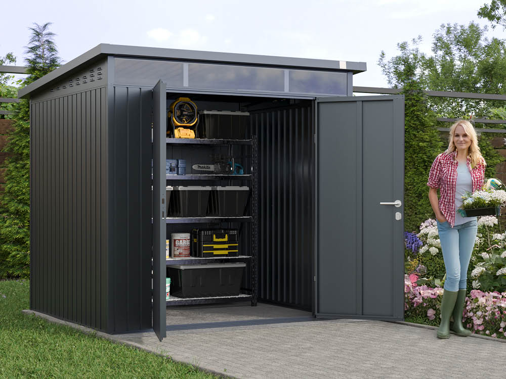 Metallgerätehaus 210x180 cm, Türhöhe: 173 cm, Dachlast: 150 kg/m², stabil, wetterfest, hochwertiges Metall-Gartenhaus für die sichere Aufbewahrung von Gartengeräten, Fahrrädern & mehr. Robuster Geräteschuppen mit langlebiger Stahlkonstruktion! Metallgerätehaus 210x180 cm, Türhöhe: 173 cm, Dachlast: 150 kg/m², stabil, wetterfest, hochwertiges Metall-Gartenhaus für die sichere Aufbewahrung von Gartengeräten, Fahrrädern & mehr. Robuster Geräteschuppen mit langlebiger Stahlkonstruktion!