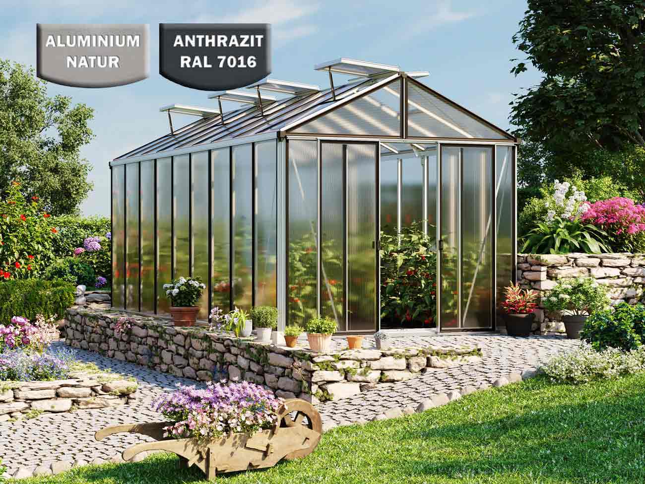 Gewächshaus HERA 9 263x575 cm, mit 16 m... Gewächshaus HERA 9 263x575 cm, mit 16 m...