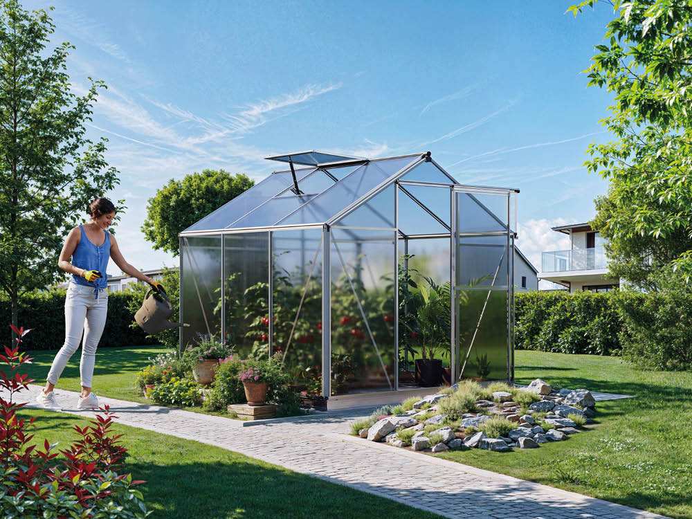 Gewächshaus Lilie 219 x 219 cm, Tomatenhaus 6 mm, Tomatengewächshaus  aus Aluminium, ideales kleines Gewächshaus, GFP Gewächshaus, Gewächshaus 6 mm