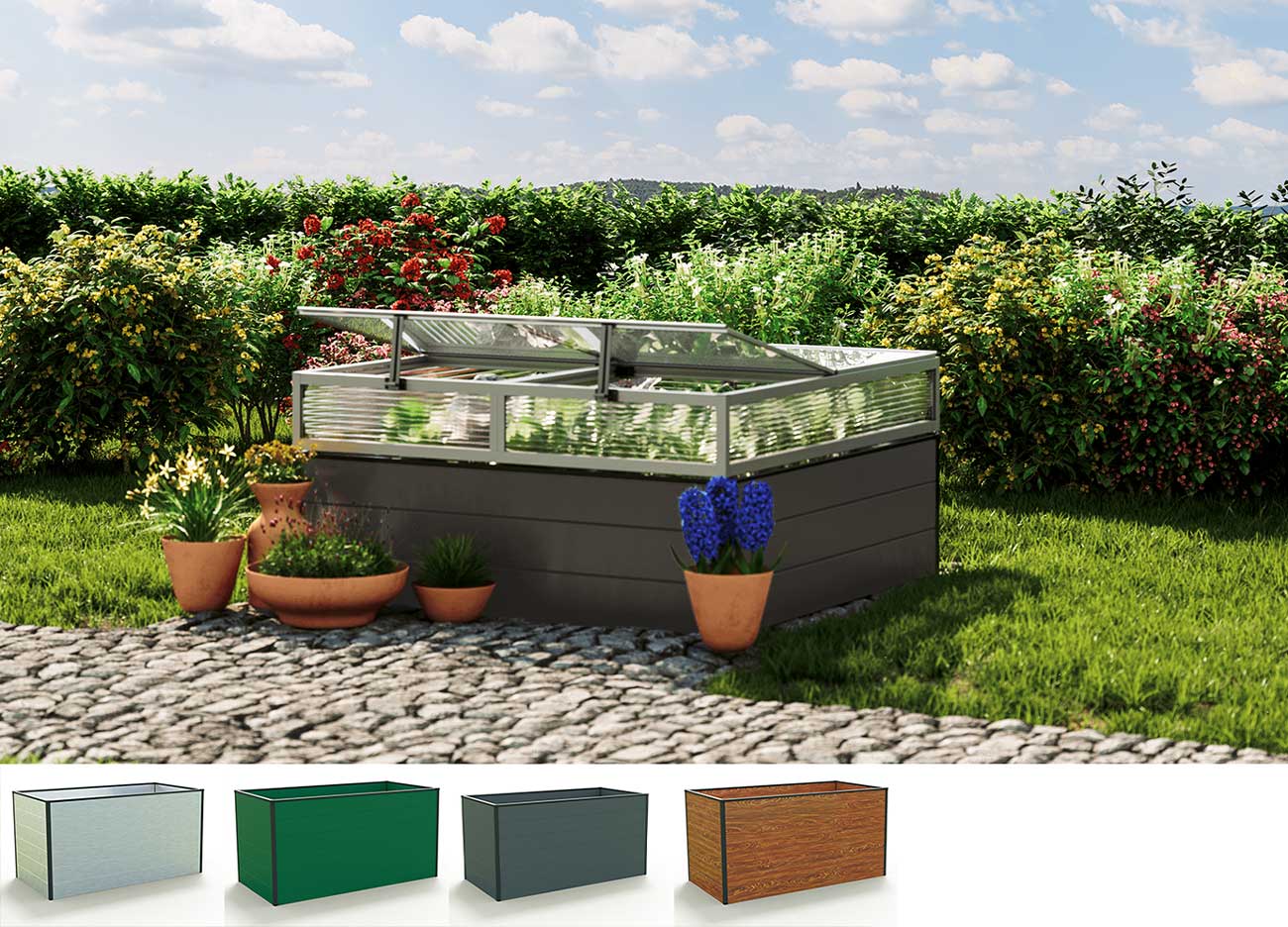 Hochbeet - Alu  119x119x39 cm, Made in Austria, wartungsfrei, 4 Farben
