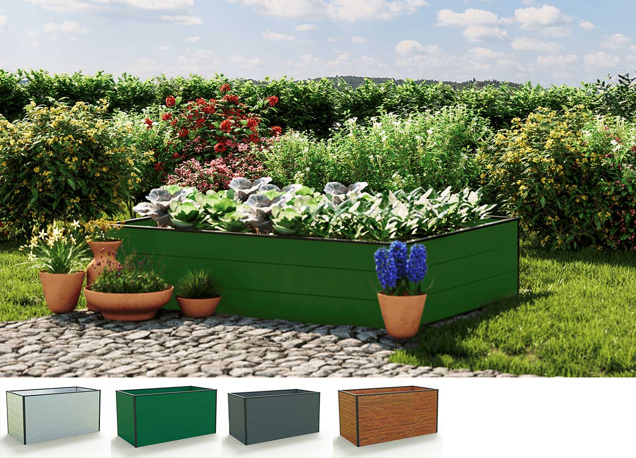 Hochbeet - Alu  150x119x39 cm, Made in Austria, wartungsfrei, 4 Farben