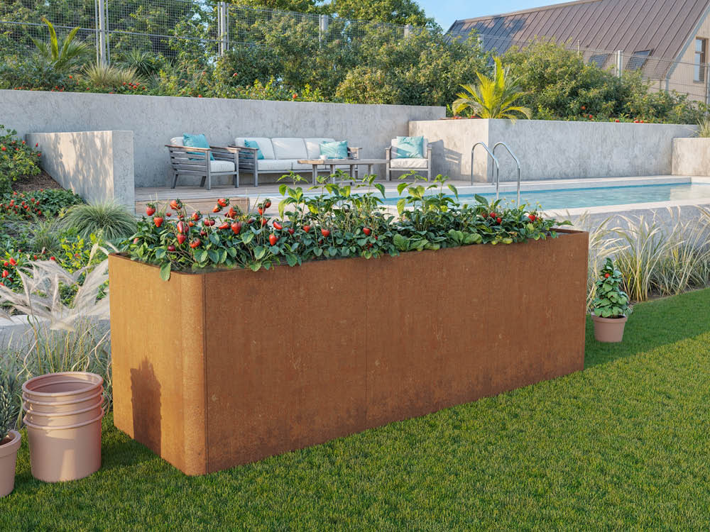 33% Rabatt ✓ 3 × 1 m | Hochbeet aus Cortenstahl 250x80x80 cm