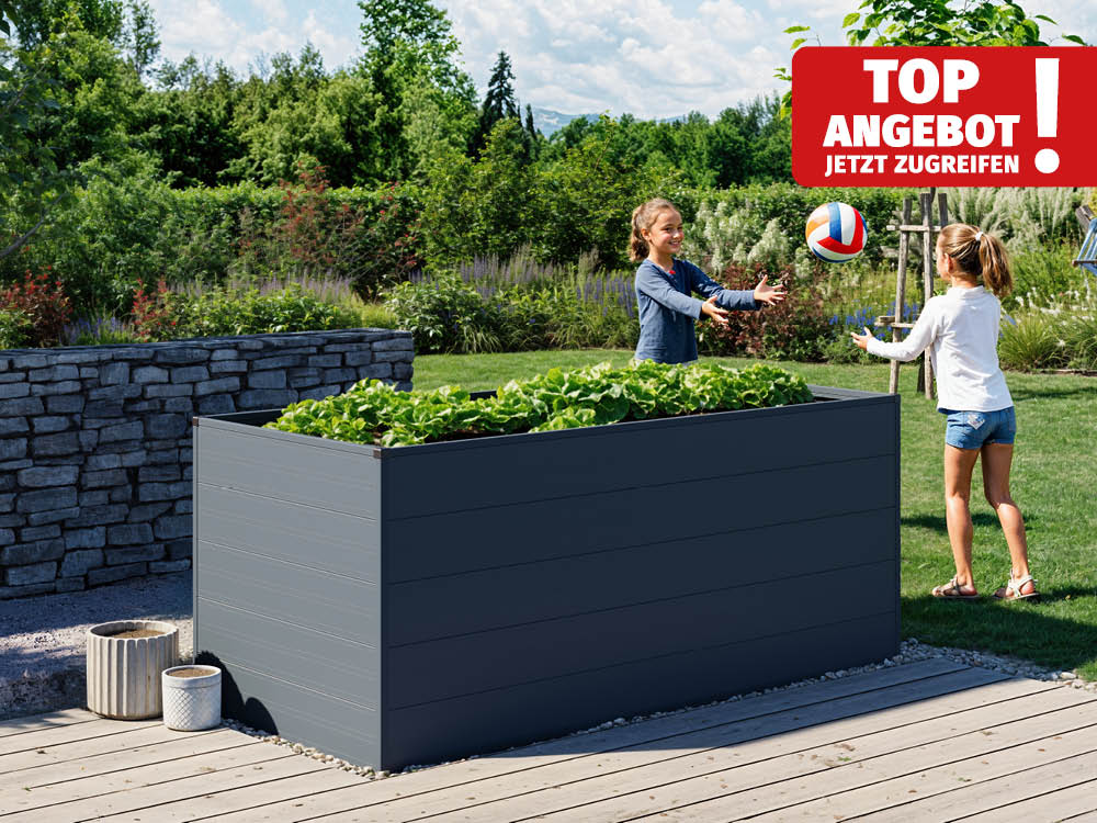 36% Rabatt ✓ 2 × 1 m | Aluminium Hochbeet Anthrazit 197x97x77 cm rostfrei pflegefrei Metall Bausatz