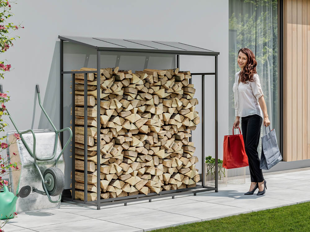 Holzlagerregal 185 x 72 cm, Höhe: 185,5 cm, stabil, wetterfest, hochwertiges Material für die sichere Aufbewahrung von Brennholz!