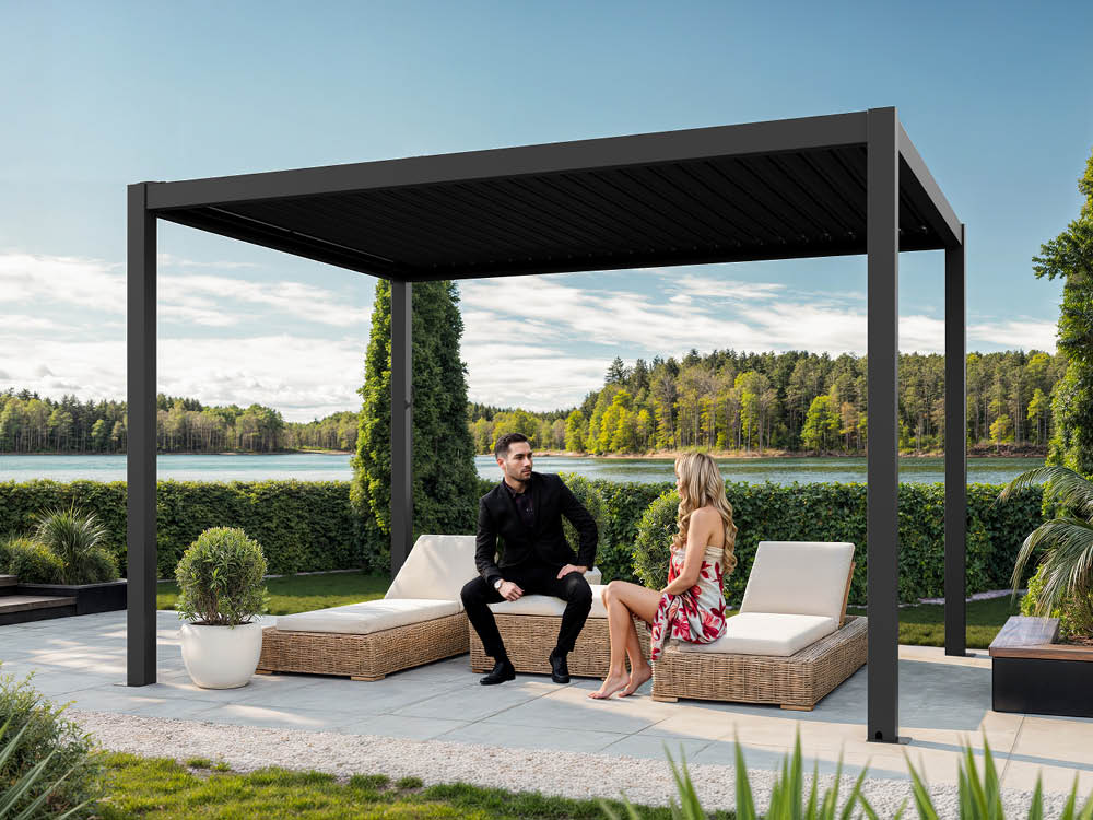 Pergola Aluminium 350x300 cm in Anthrazit, hochwertige Aluminium-Pergola, Überdachung für Ihren Außenbereich mit robusten, wasserdichten Lamellen. Hochwertige Pergola für stilvollen Schutz und Eleganz. Pergola Aluminium 350x300 cm in Anthrazit, hochwertige Aluminium-Pergola, Überdachung für Ihren Außenbereich mit robusten, wasserdichten Lamellen. Hochwertige Pergola für stilvollen Schutz und Eleganz.